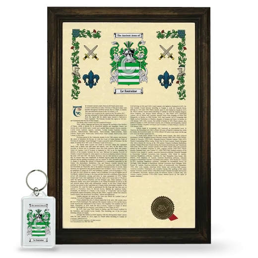 Le fontaine Framed Armorial History and Keychain - Brown